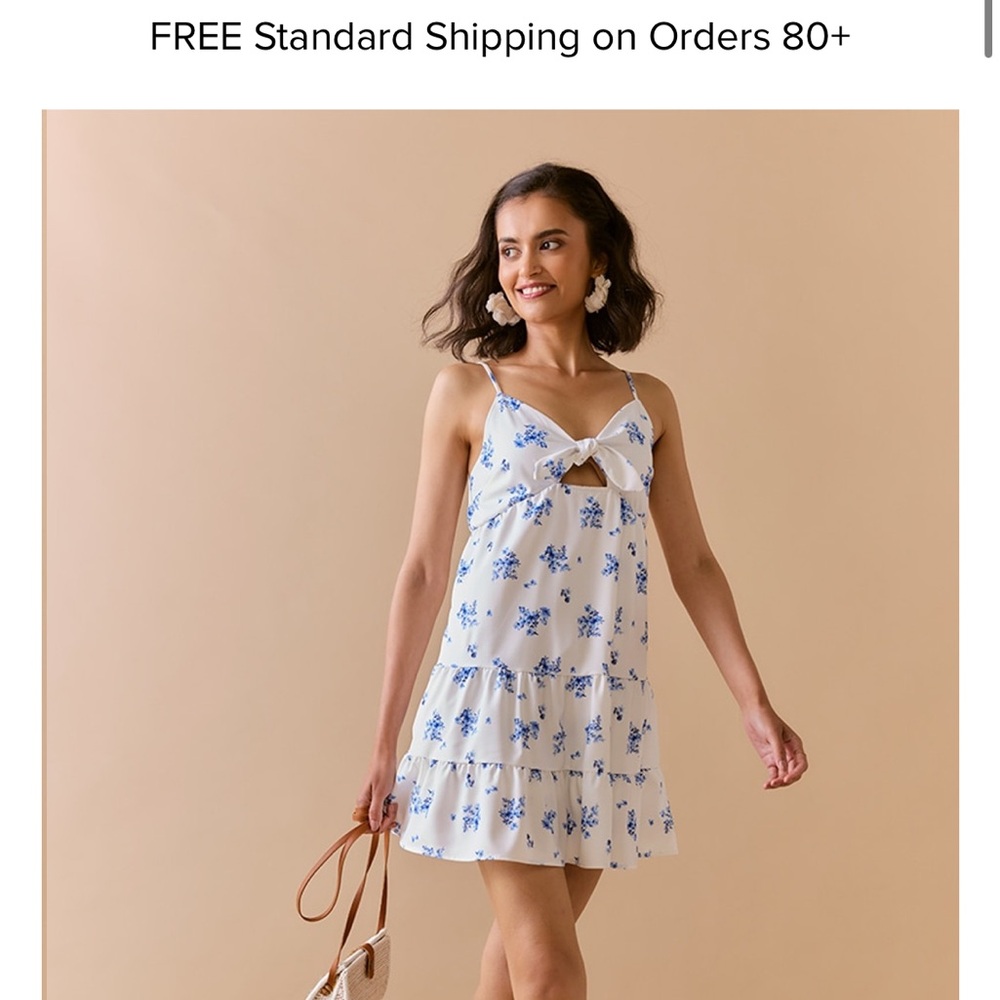 Francesca's Collections White and Blue Floral Dress NWT!